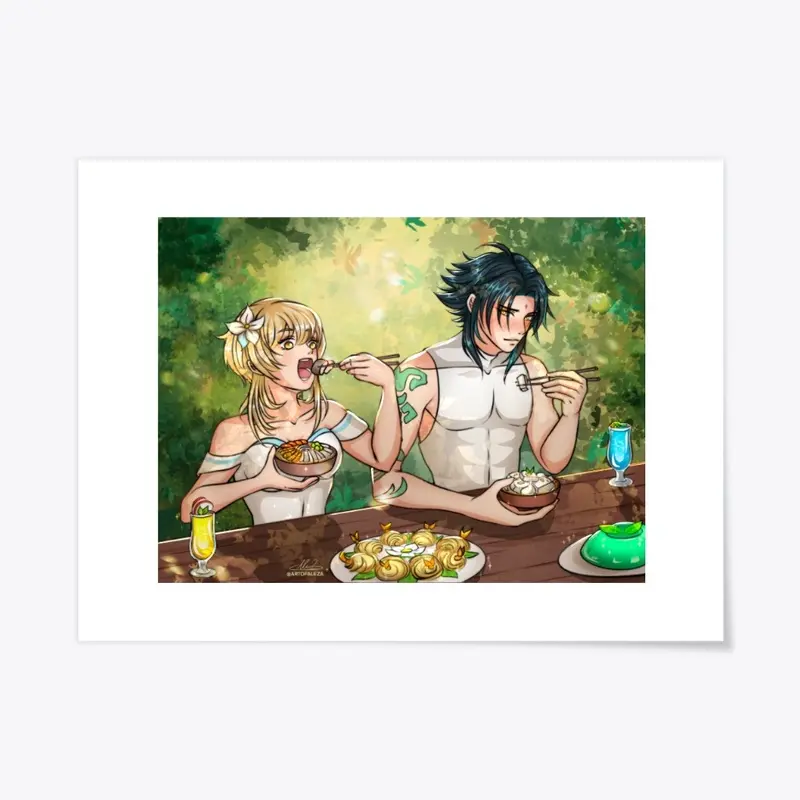 Lumine and Xiao Illustration